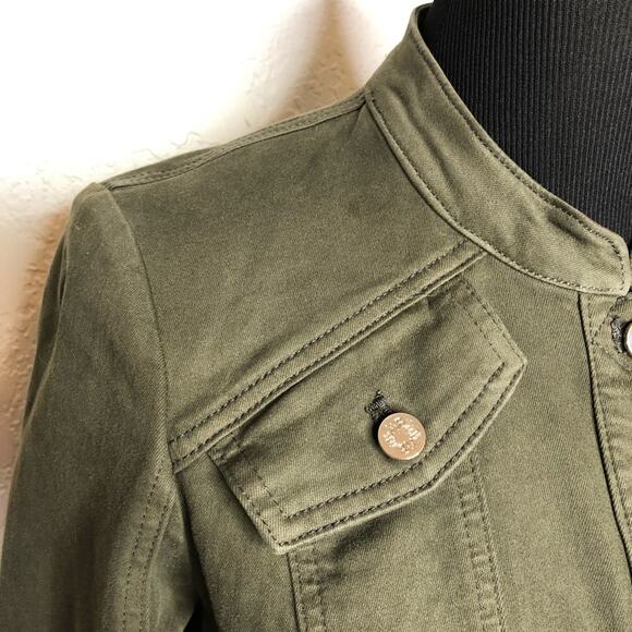WHBM army green military style lace up waist jacket size Small - Picture 6 of 14